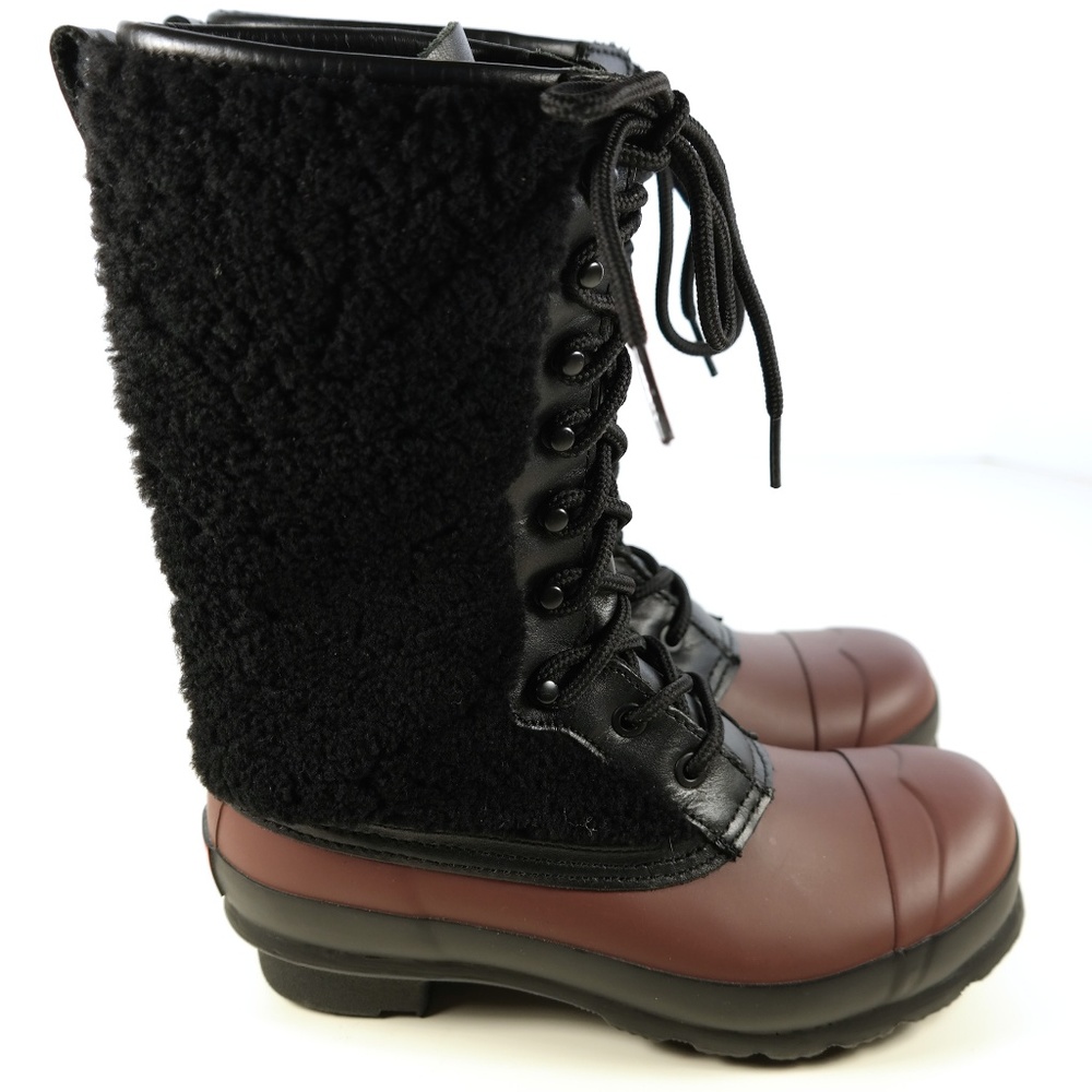 HUNTER Shearling Waterproof Lace Up Rain Boots